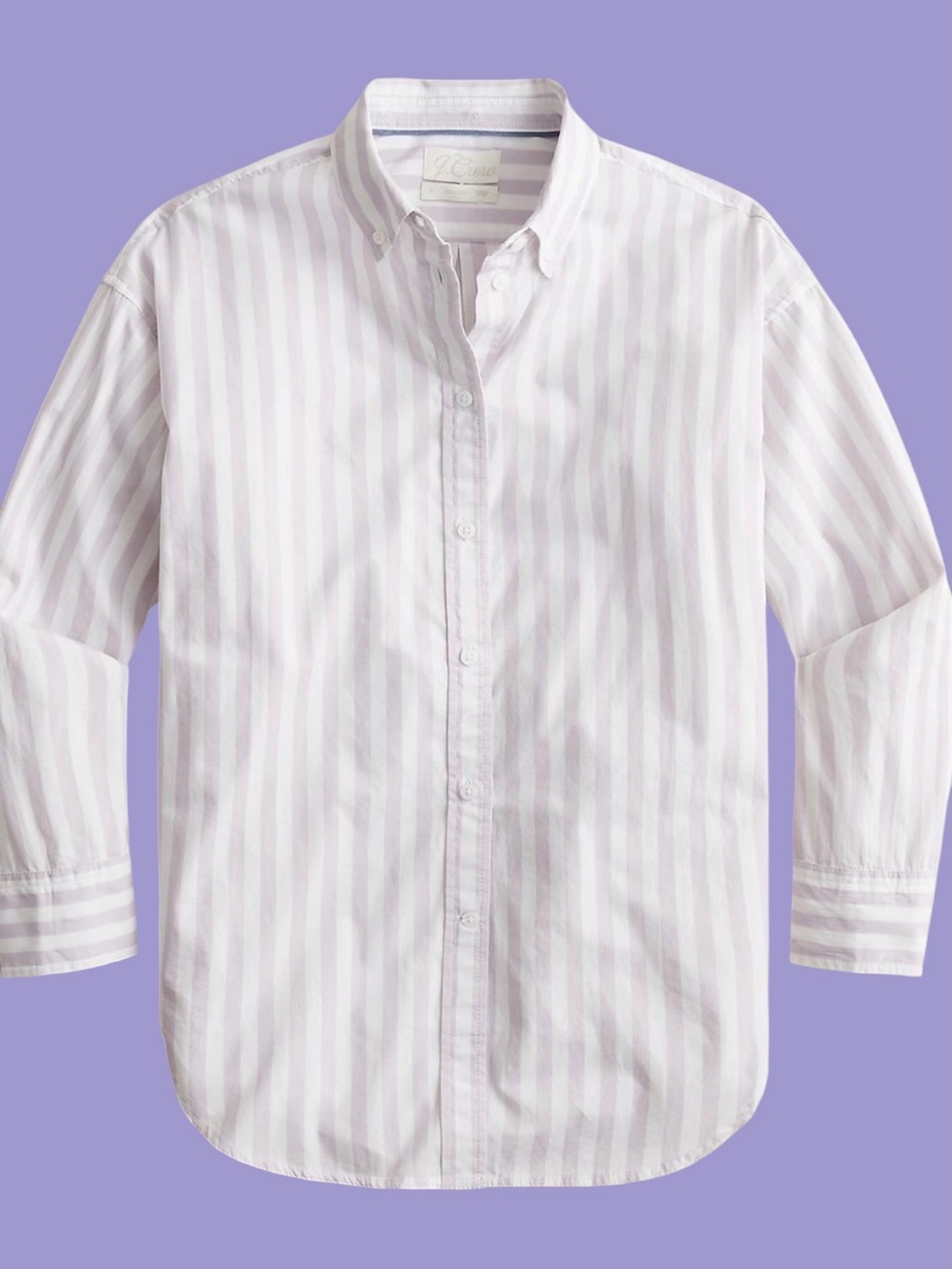 J. Crew relaxed fit lavender poplin striped shirt in bold stripes size 0